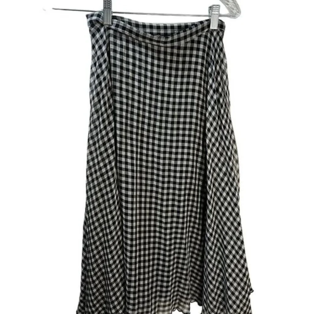 Glamorous Gingham Lightweight‎ A-Line Flare Midi Skirt Size 2